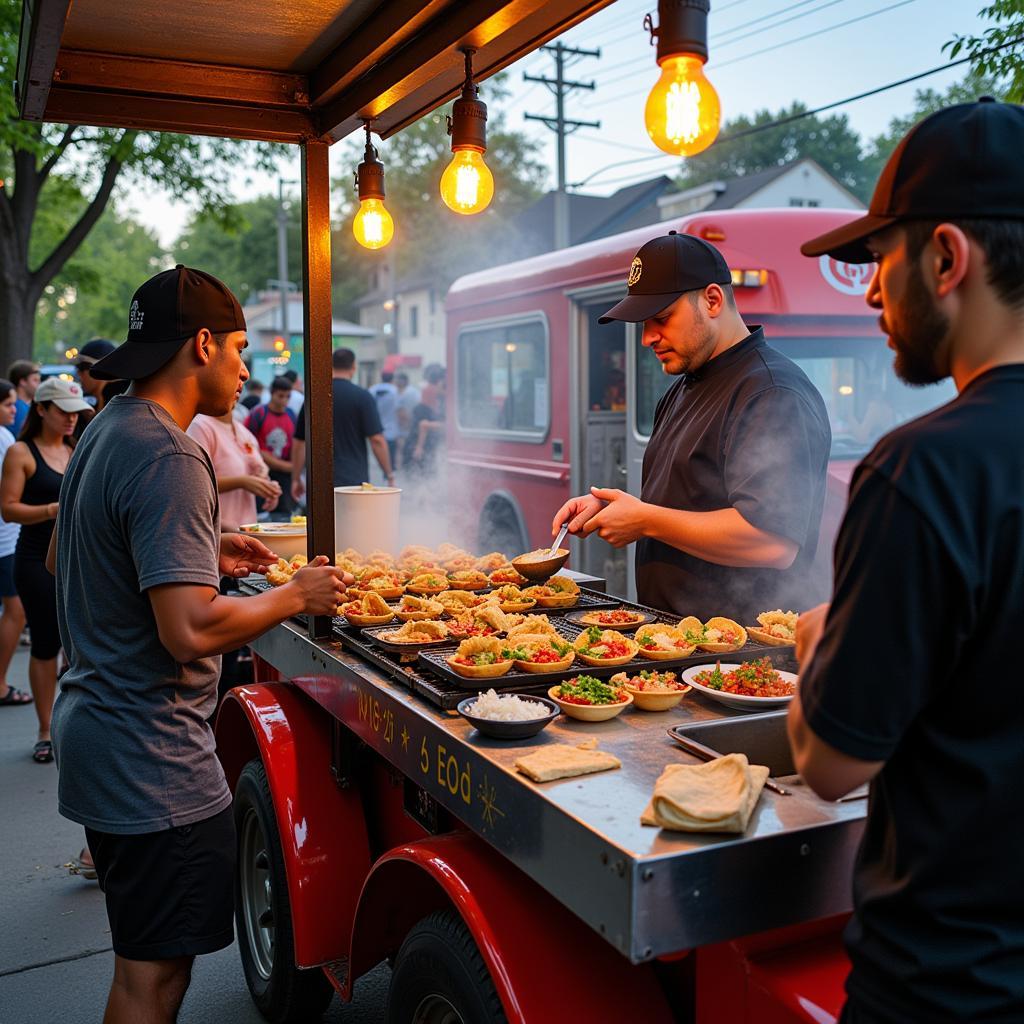 Taco Salsa Food Truck Serving Street Food