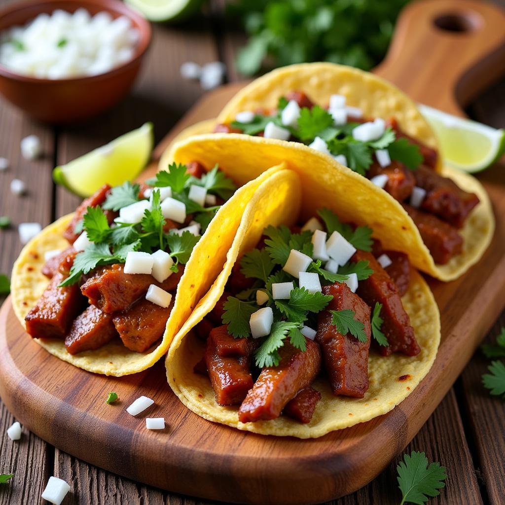 Tacos Al Pastor Served with Lime Wedges