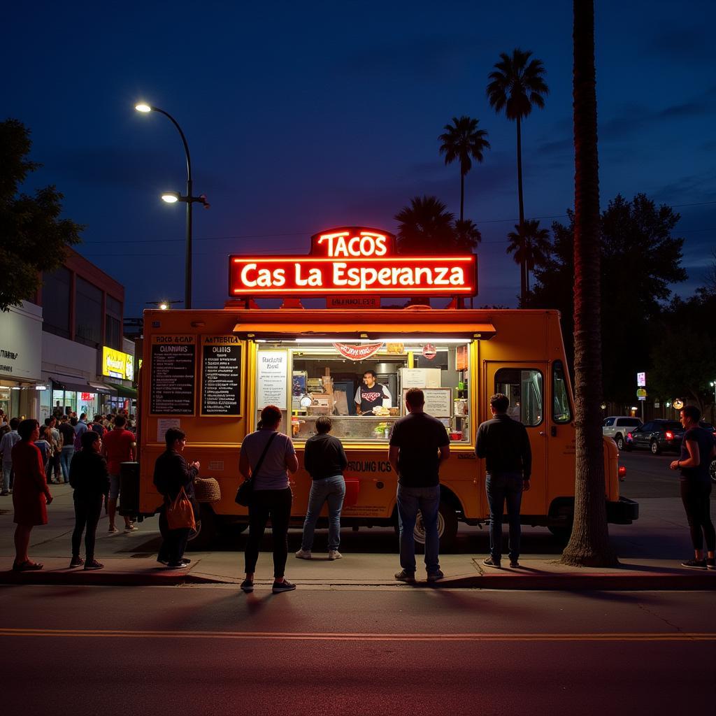 Tacos La Esperanza Food Truck in Action