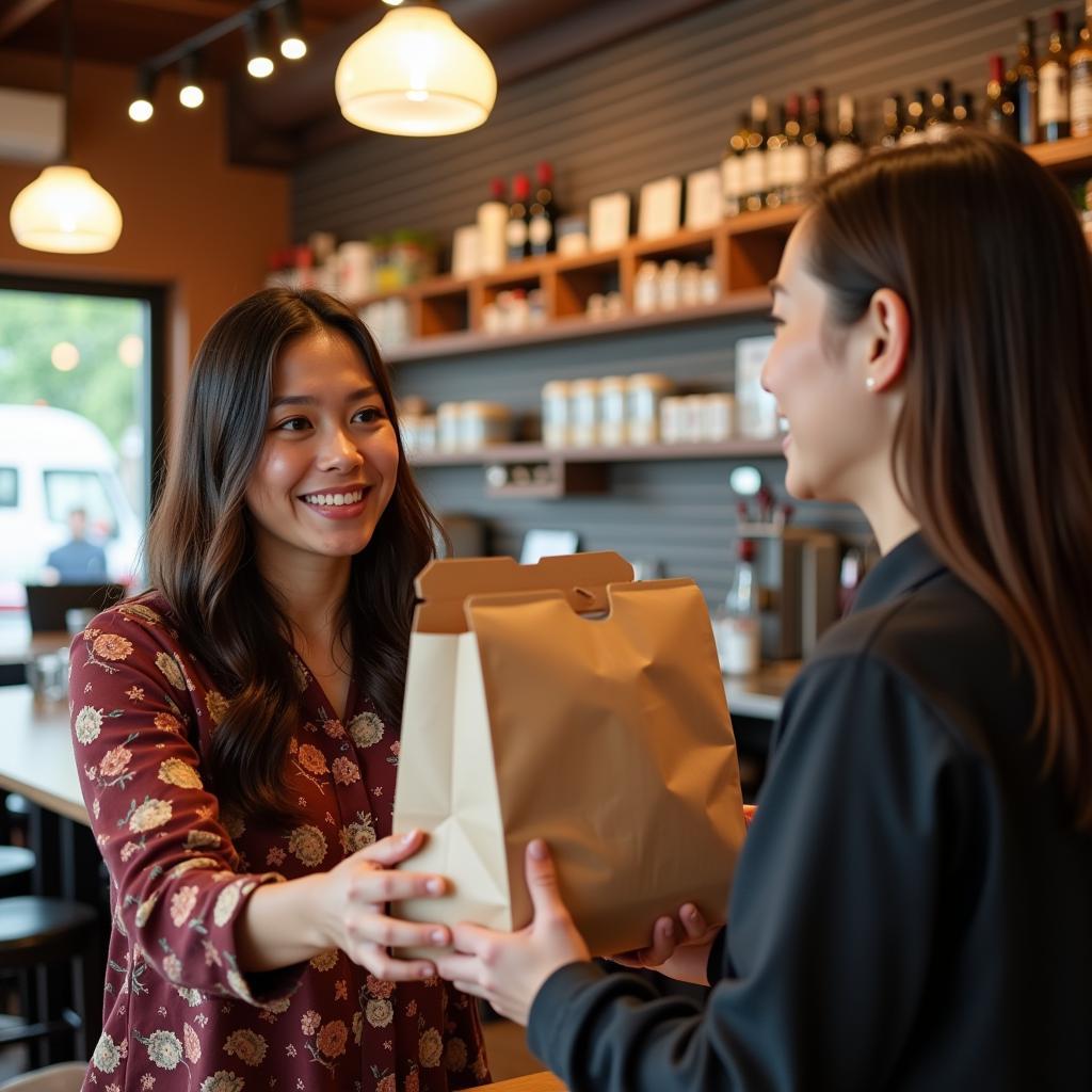 A person picking up a takeout order of Chinese food in Sinking Spring, PA