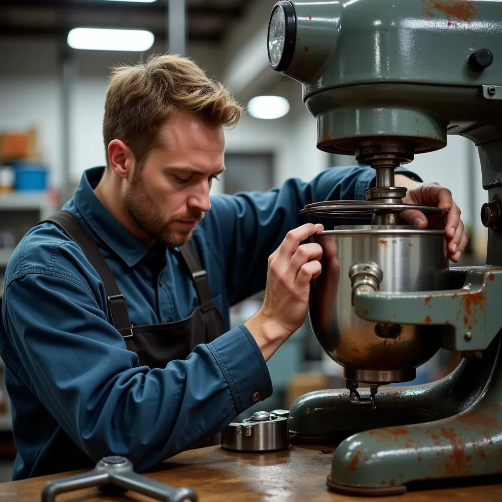 Technician Repairing Industrial Mixer Motor