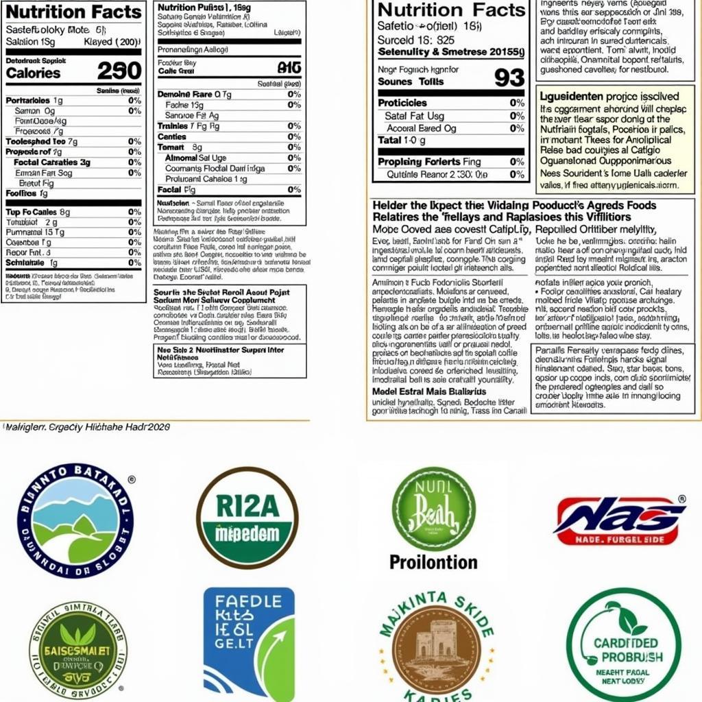 A close-up shot of food safety labels on product packaging