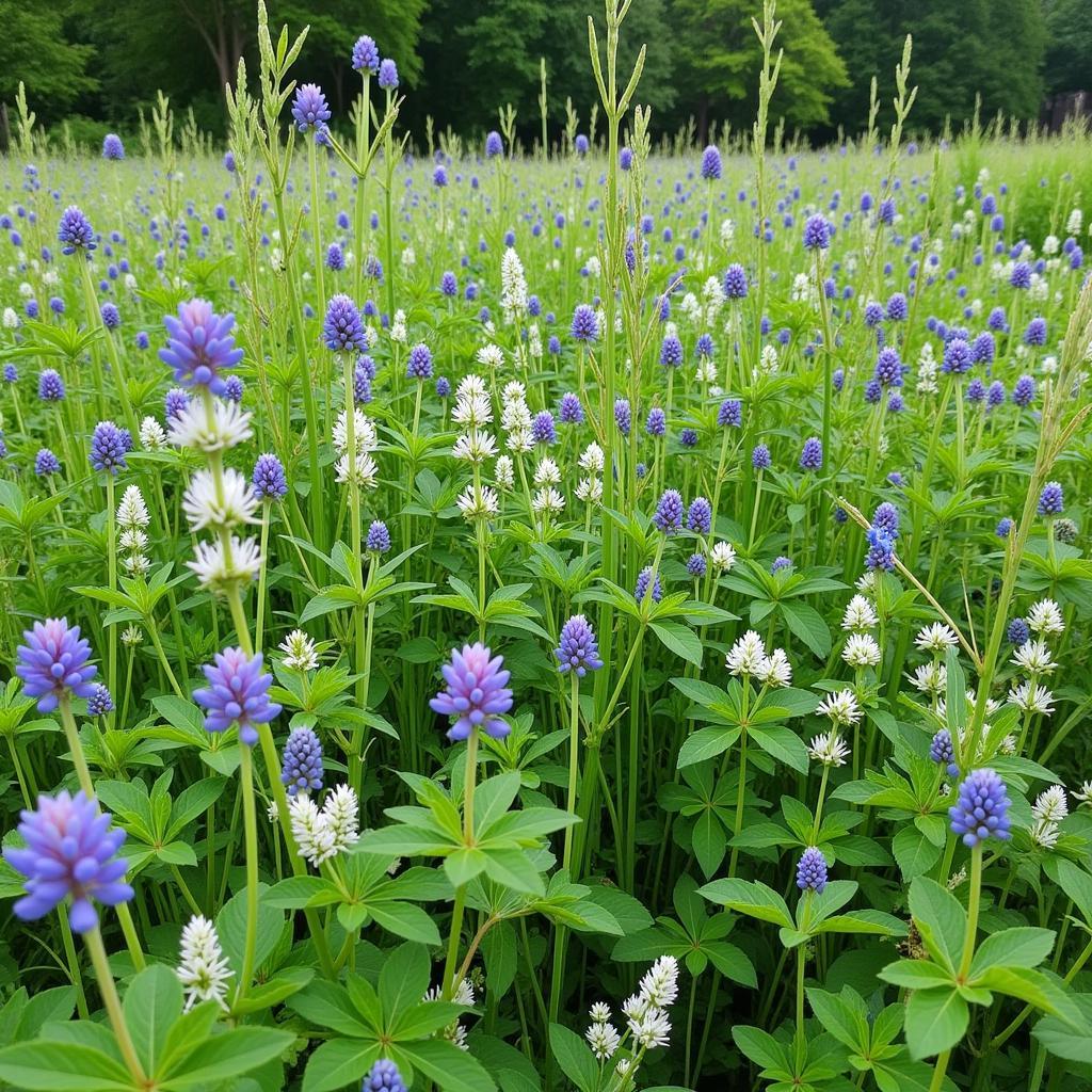 A vibrant mix of chicory and clover in a food plot