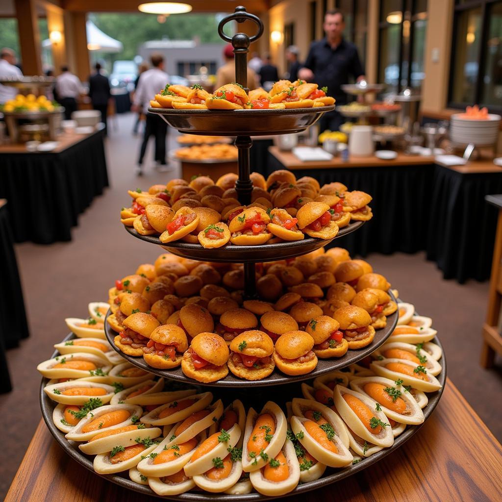 Tiered Food Display Stand at a Catering Event