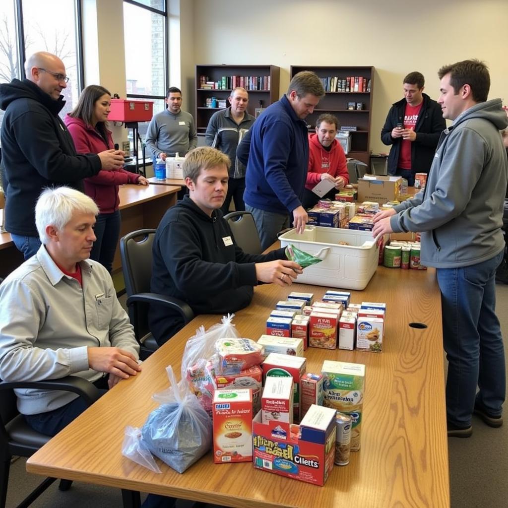 Community Members Donating Food at a Drive