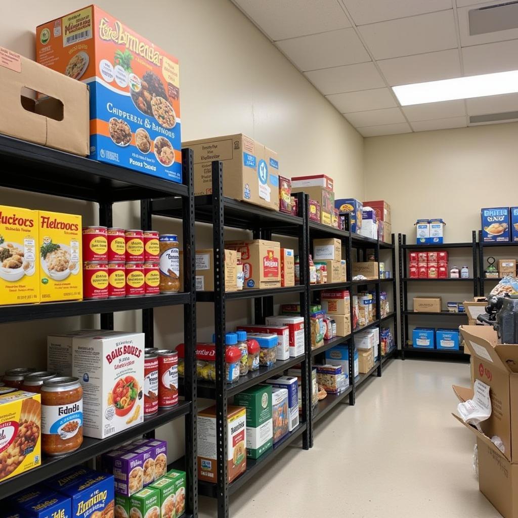 Organized Shelves of Food Inside the Toms River Food Bank