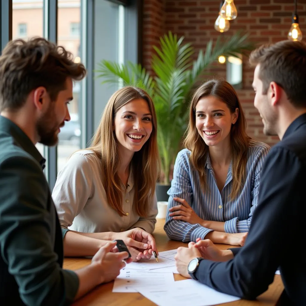 Food brokers meeting with potential clients