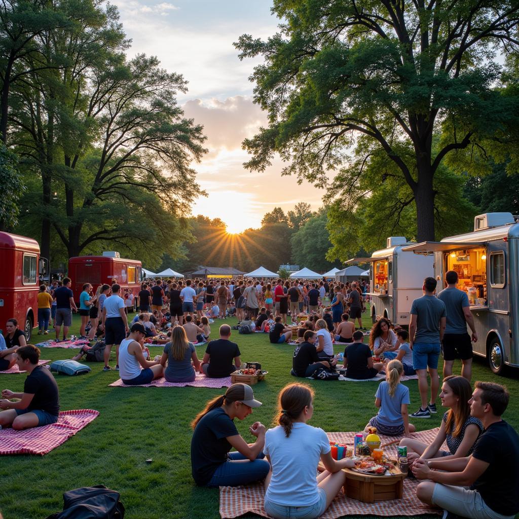 Crowds gather for Food Truck Friday in Tower Grove Park.