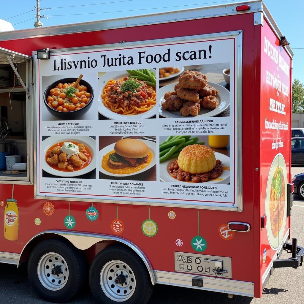 A colorful food truck menu with tempting options.