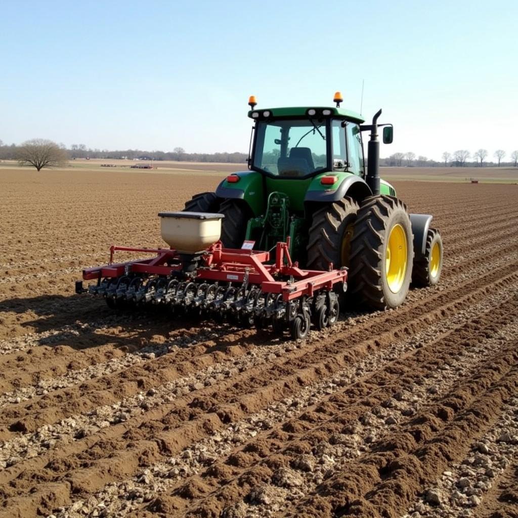 Tractor planting a fall food plot