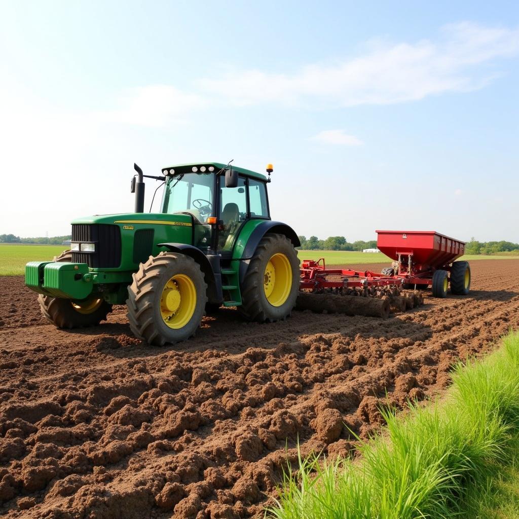 Tractor tilling food plot for seed clearance