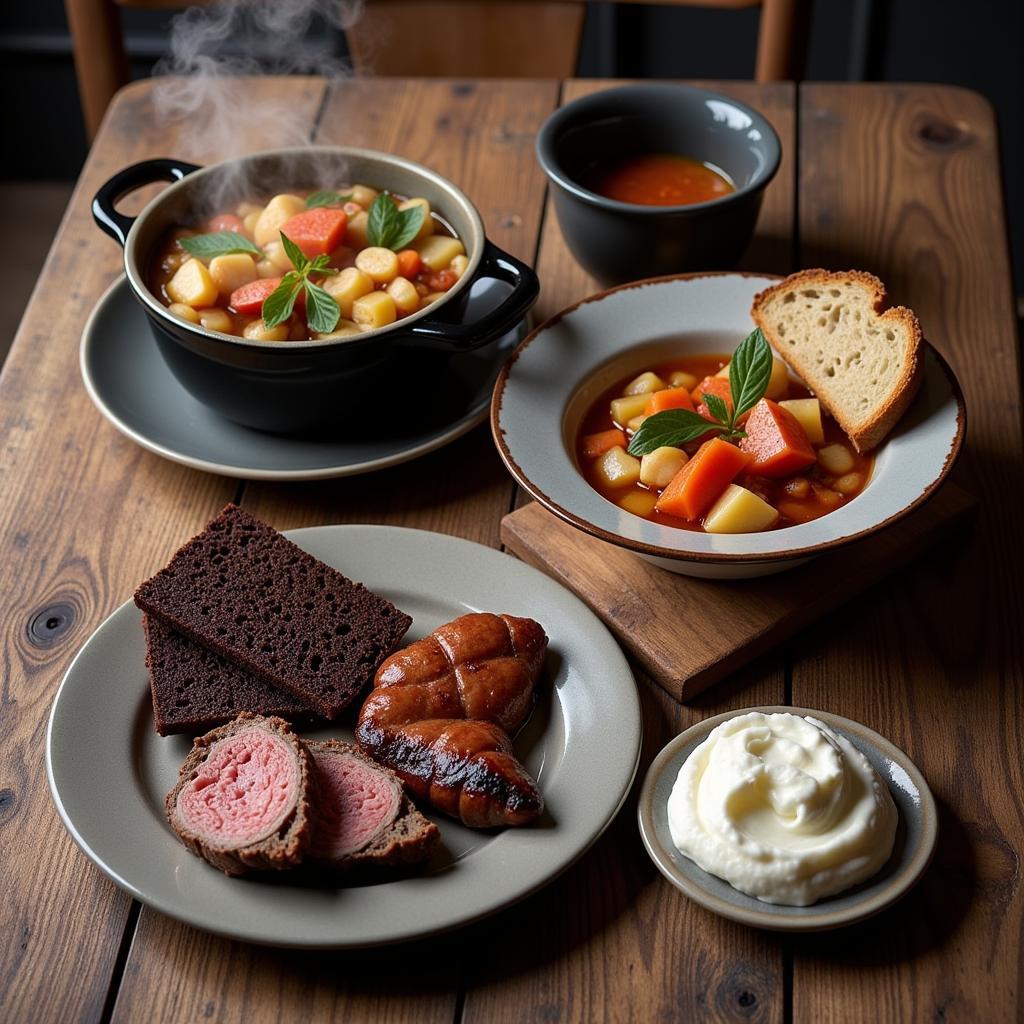 An array of traditional Icelandic dishes