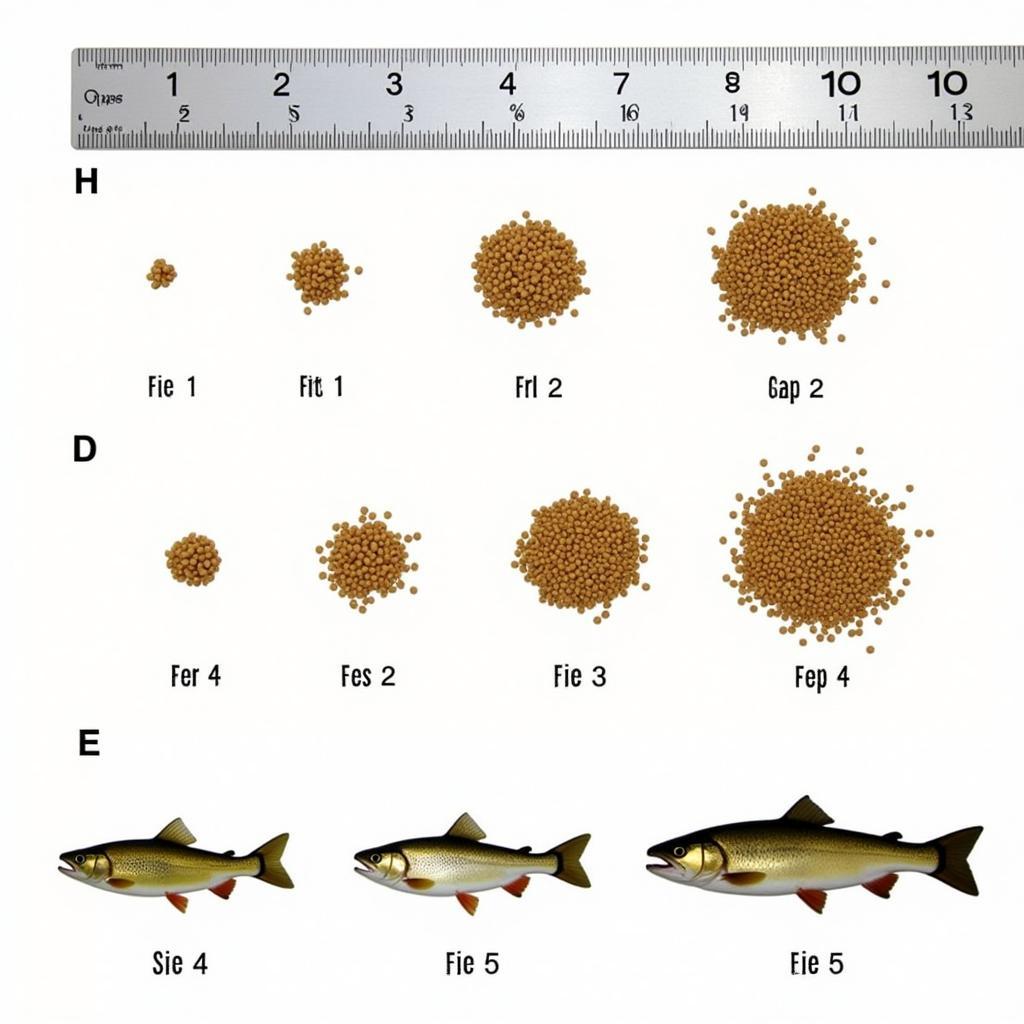 Comparing different sizes of trout food pellets