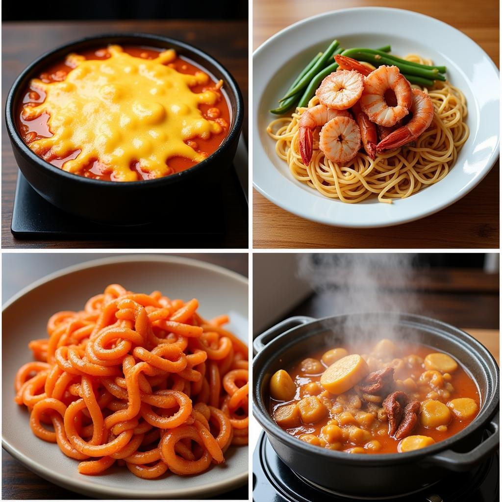 Different varieties of tteokbokki