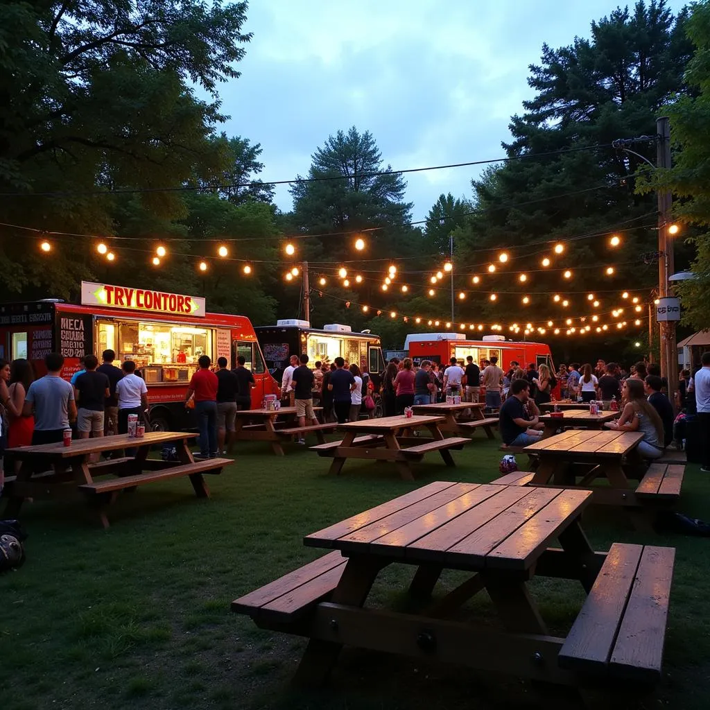 A vibrant food truck park in Tulsa