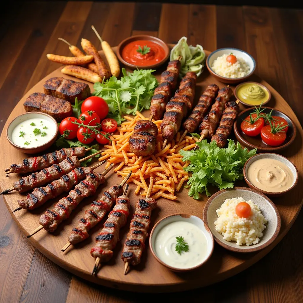 A platter of various Turkish dishes