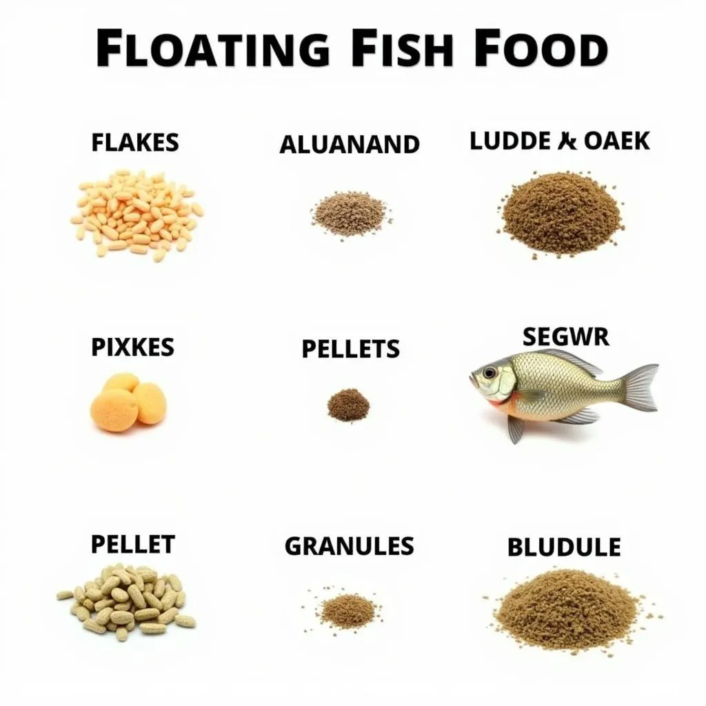 Different types of floating fish food for bluegill