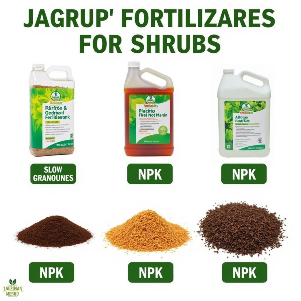 Various types of fertilizer for optimal shrub growth