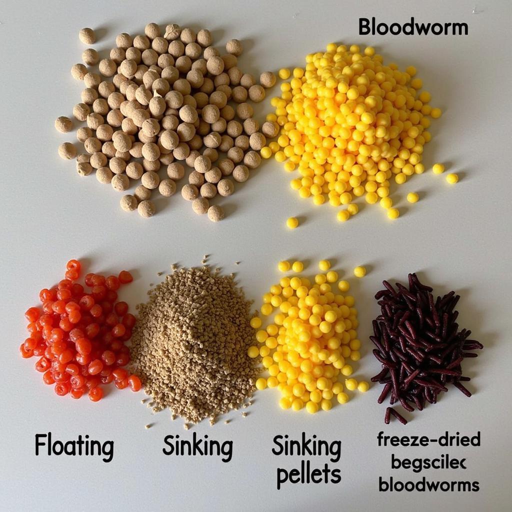 Different types of goldfish food