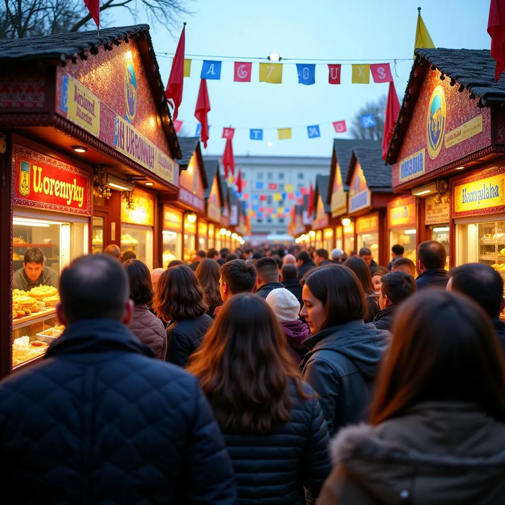 Vibrant food stalls at a Ukrainian food fest