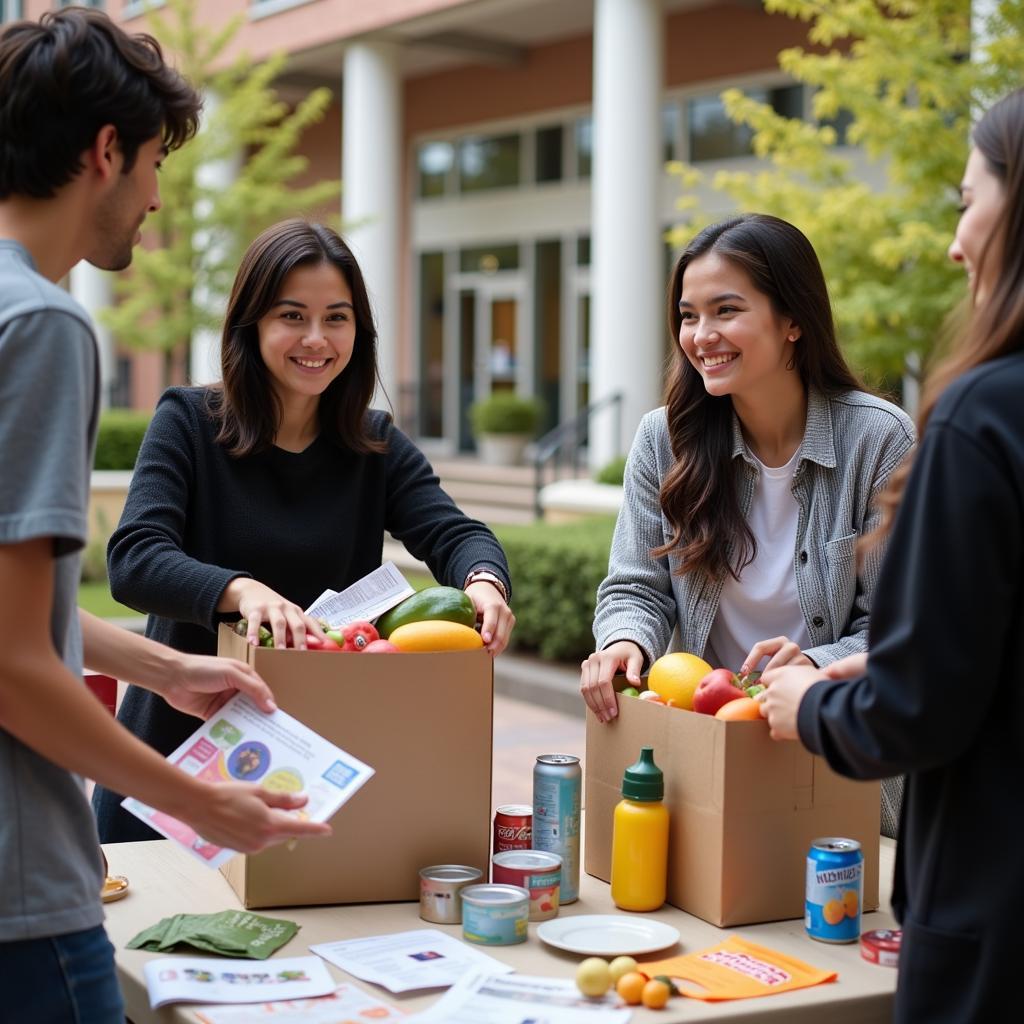 Students receiving food at a UniSocial food bank