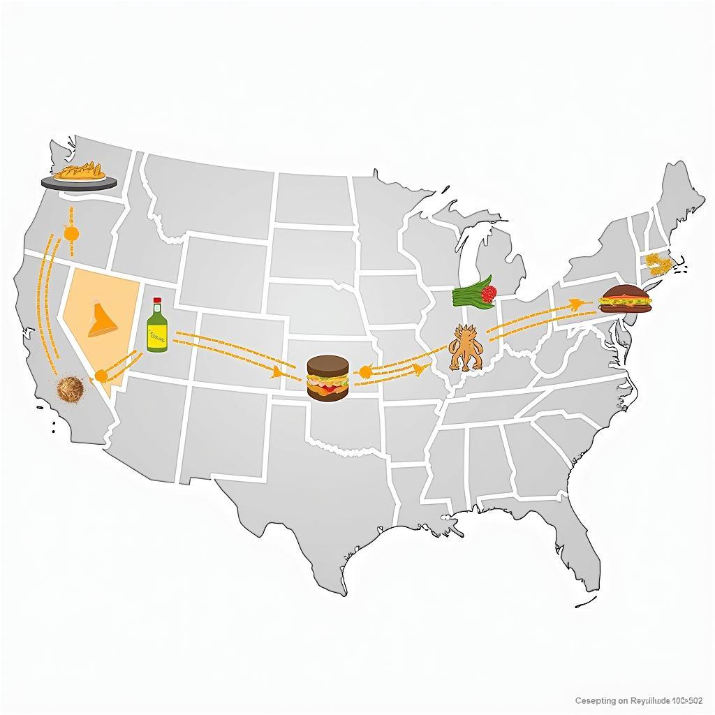 A map illustrating the complex network of food distribution across the United States