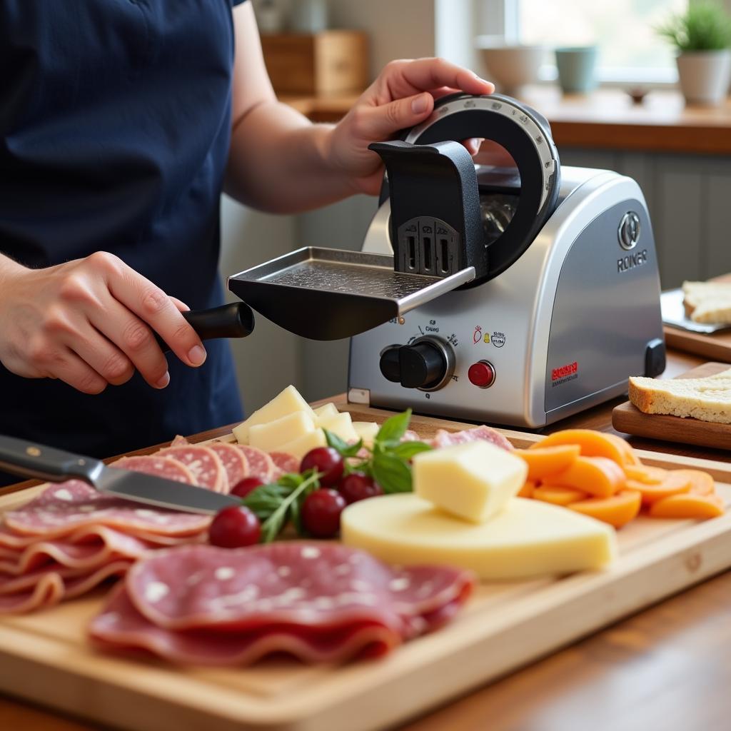 Creating a charcuterie board using a Bosch food slicer