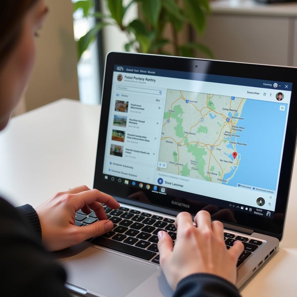 A person uses a laptop to find a food pantry in Myrtle Beach