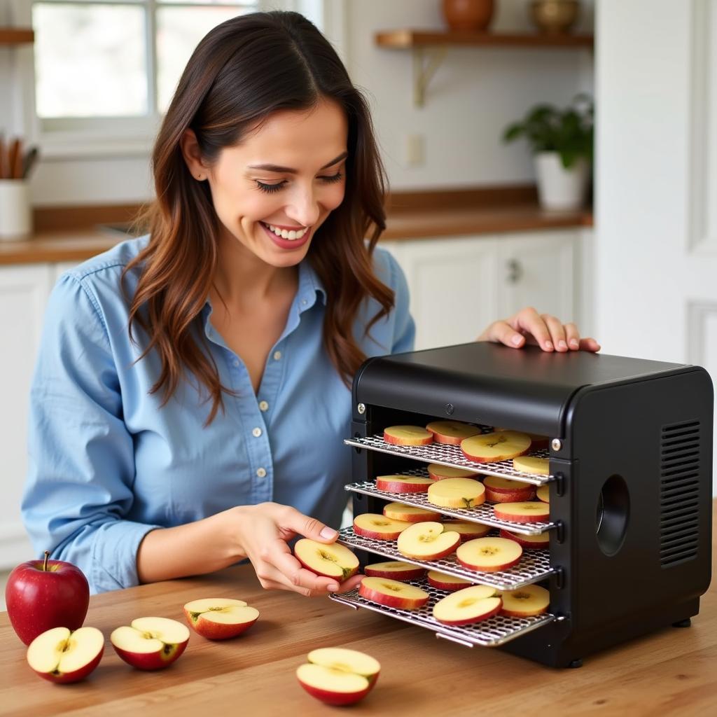 A Woman Using Her American Made Food Dehydrator