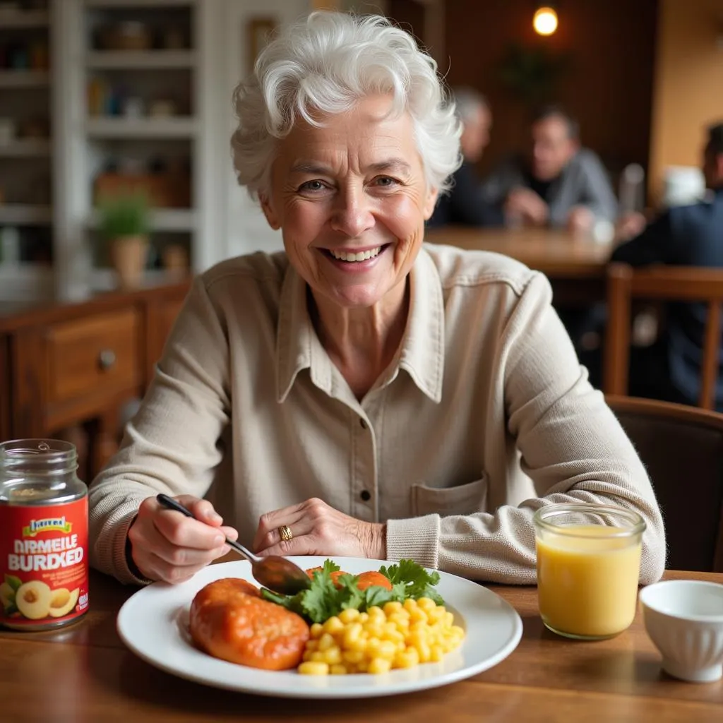 An Elderly Person Enjoying a Meal with Hormel Pureed Foods