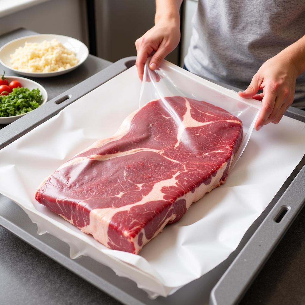 Vacuum Sealing a Large Cut of Meat for Sous Vide