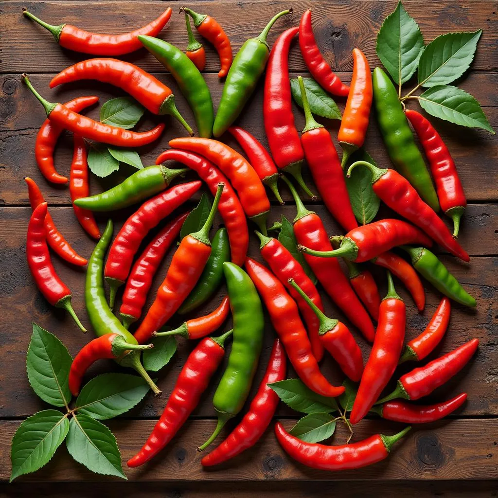 Assortment of colorful chilies 