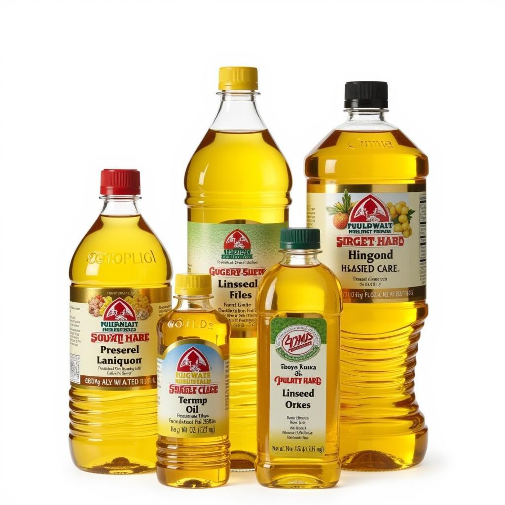 Variety of food safe linseed oil bottles