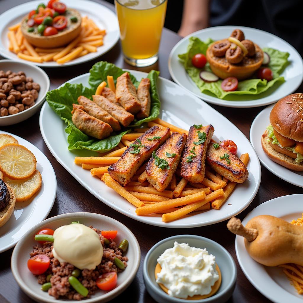 A colorful spread of different food truck dishes, showcasing the diversity of options available.