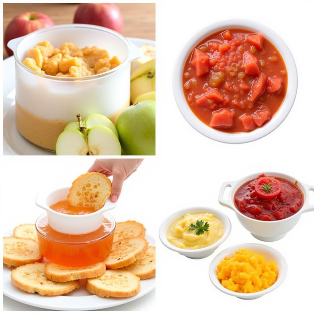 Different types of food prepared using the Johnny Apple Sauce Maker Model 250 Food Strainer