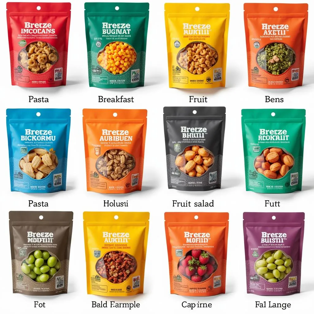 Assortment of freeze dried meals ideal for outdoor enthusiasts