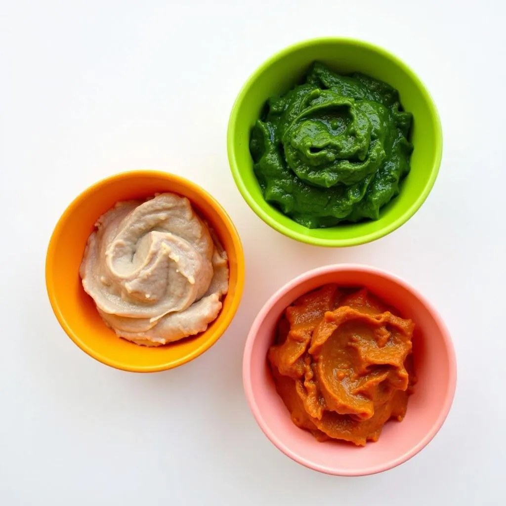 Different Types of Meat Puree in Bowls