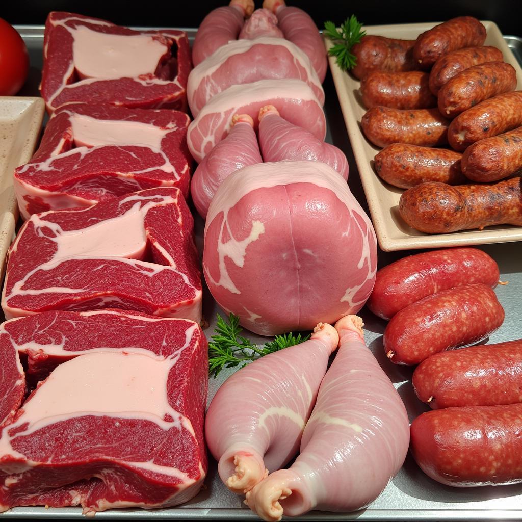 Variety of meats prepared for delivery 