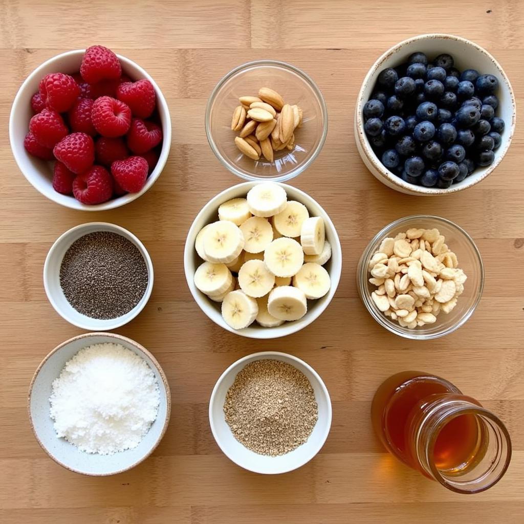 Colorful and healthy overnight oats toppings