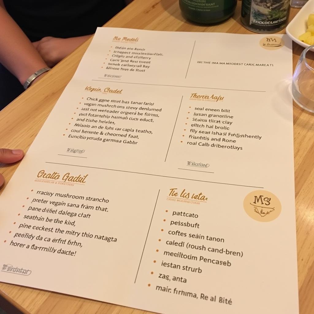 Vegan restaurant menu in Zagreb, Croatia, showcasing plant-based dishes.