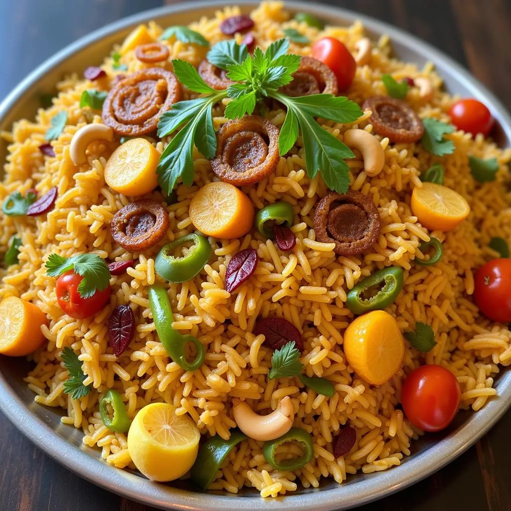 Aromatic Vegetable Biryani in Serving Dish