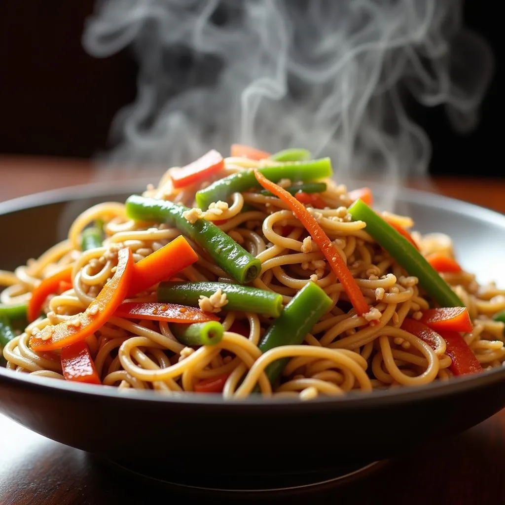 Steaming Bowl of Vegetable Lo Mein