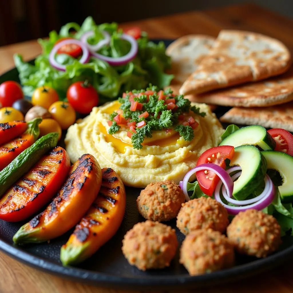 A colorful and delicious vegetarian platter served at a restaurant in Gatlinburg