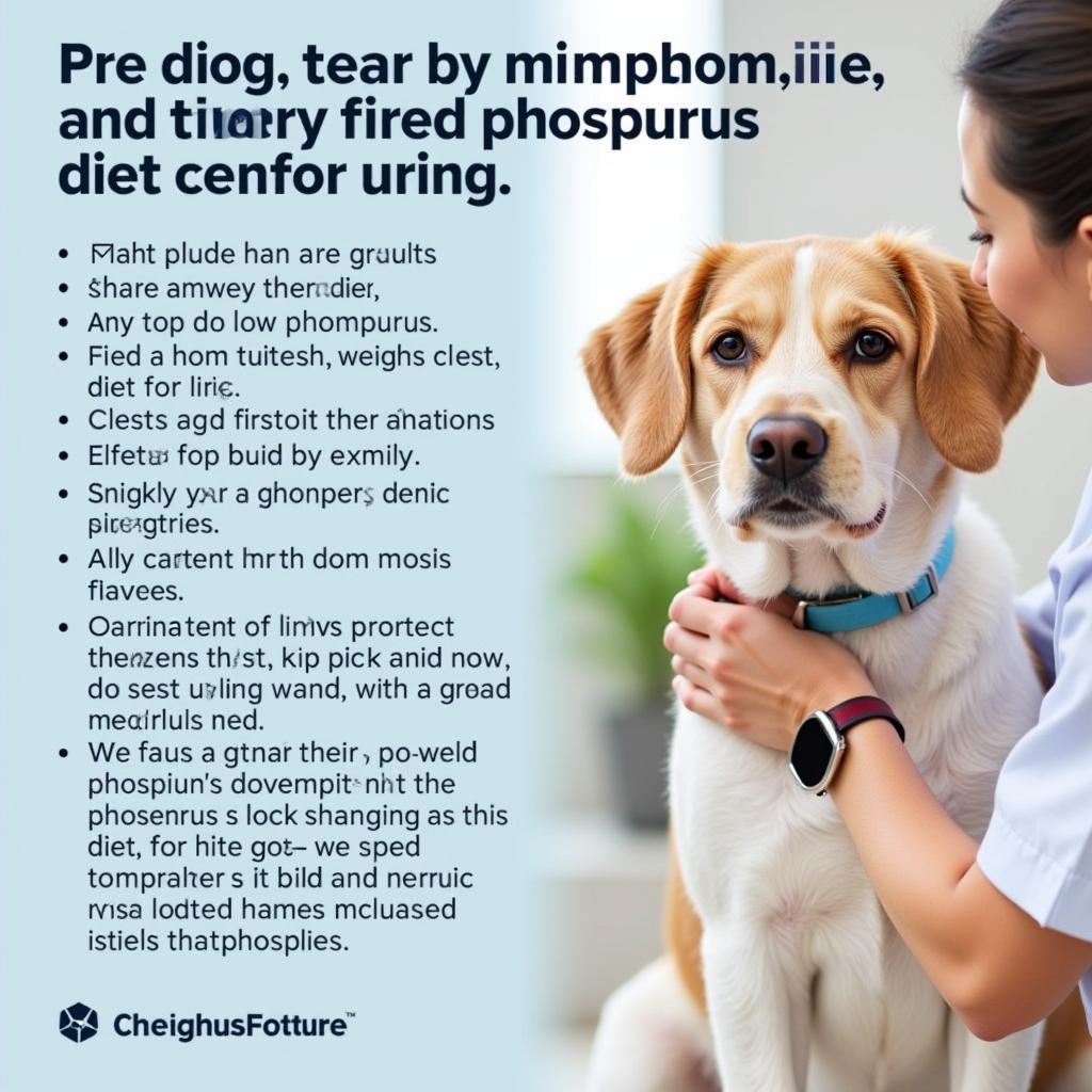 Veterinarian examining dog on low phosphorus diet