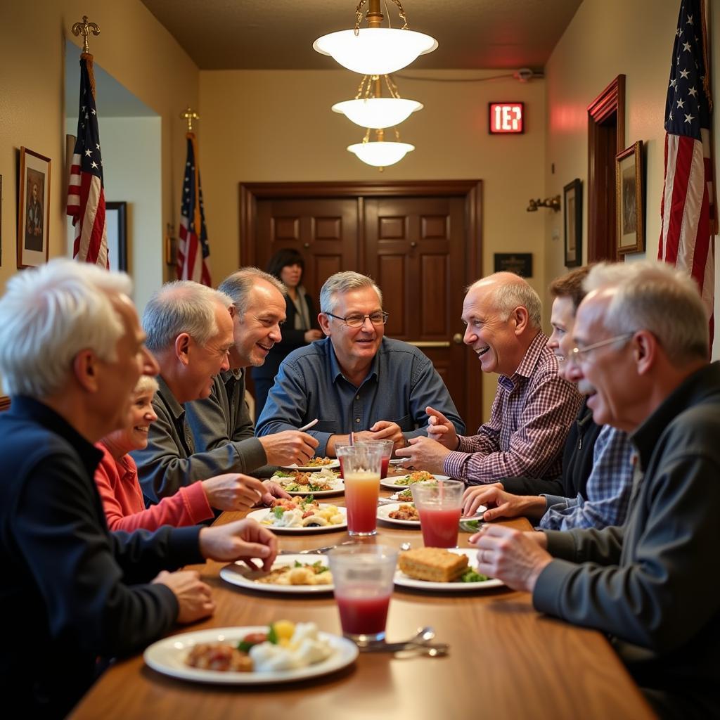 Veterans and Guests Enjoying a Meal at the American Legion