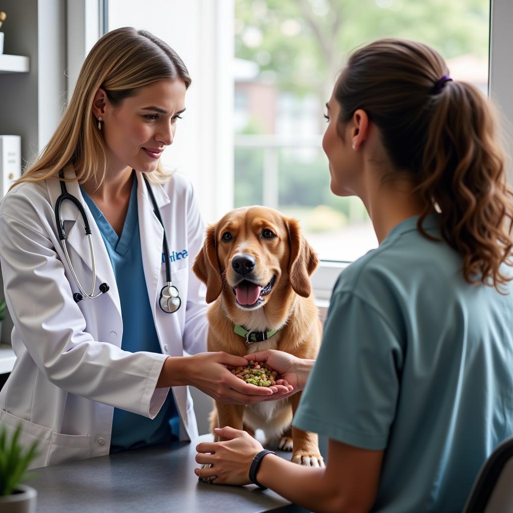 Veterinarian providing advice on raw dog food