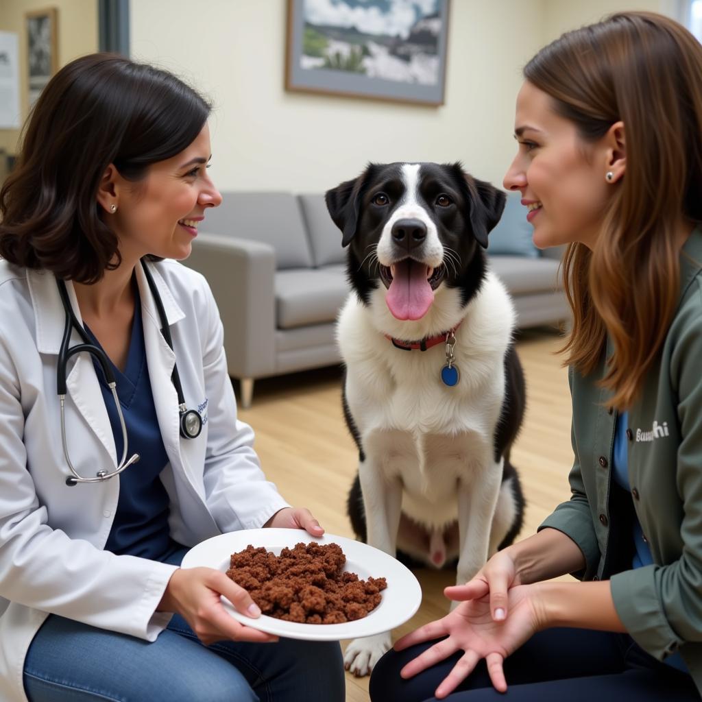 Veterinarian Consulting with a Pet Parent About Dog Nutrition