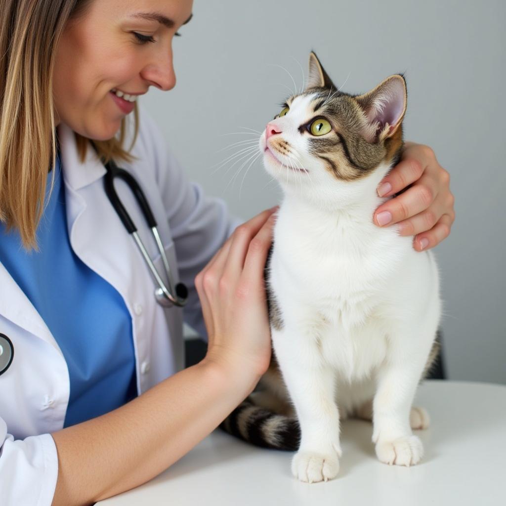 Veterinarian Examining a Cat