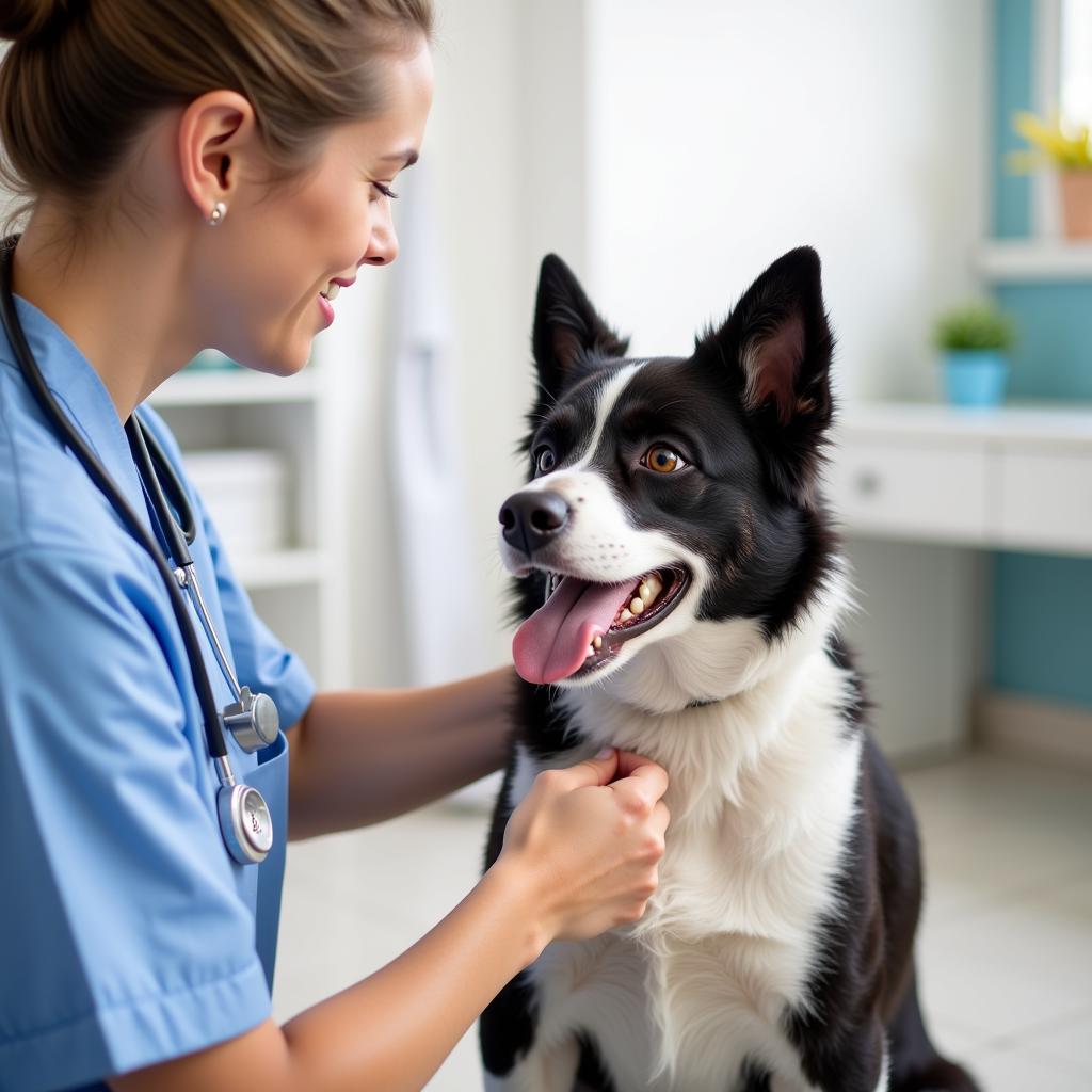 Veterinarian Examining a Dog