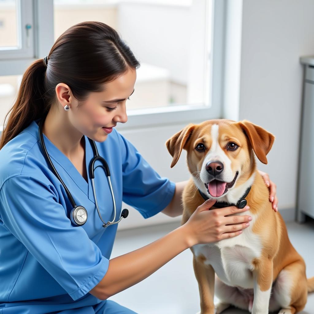 Veterinarian Checking Dog's Health